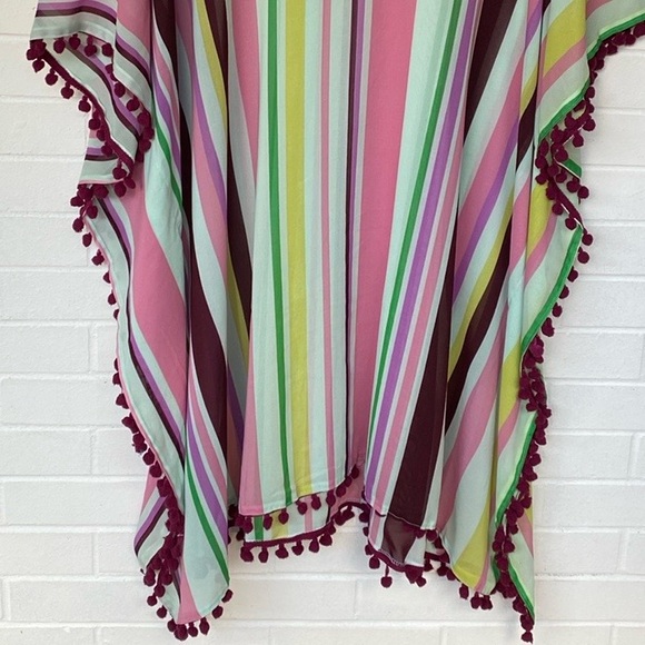NWT “SHORE DRIVE” Striped Swim Coverup Caftan Tunic 🌸 Semi Sheer FreeSize - Picture 3 of 14